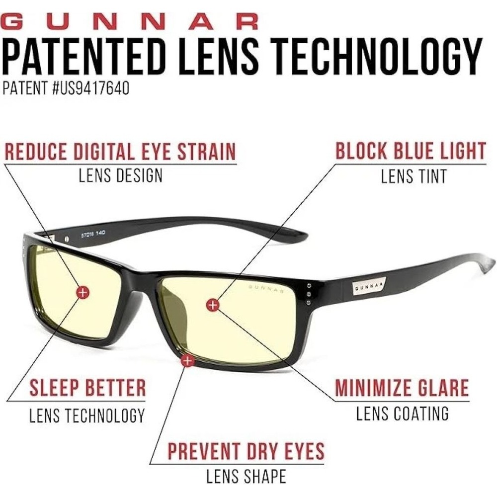 GUNNAR Gaming & Computer Eyewear Phenom Graphite Amber Tint Blue Light Block - Picture 8 of 10